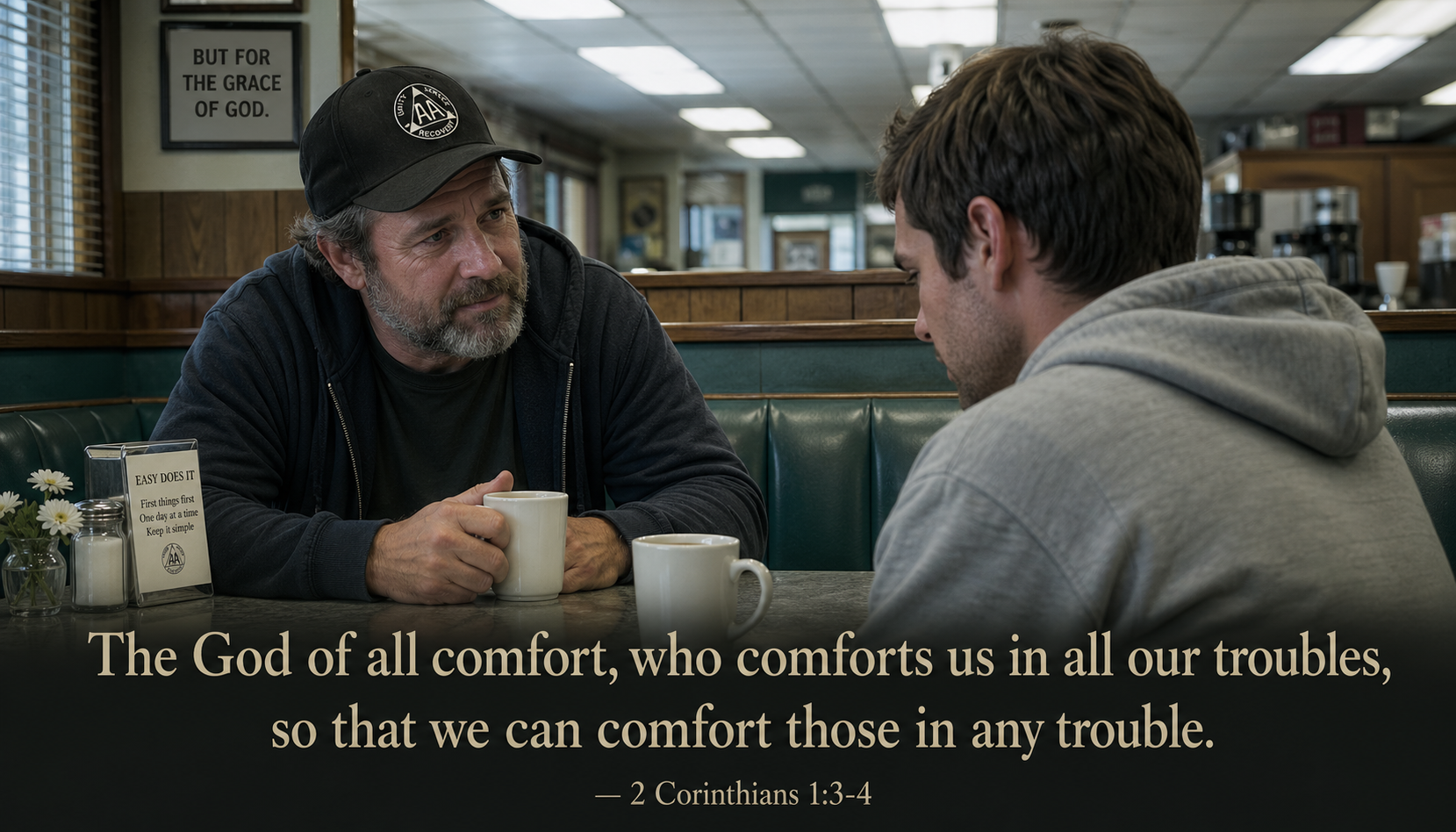 2 Corinthians 1:3-4 — God of All Comfort -- Diner Conversation HD Wallpaper